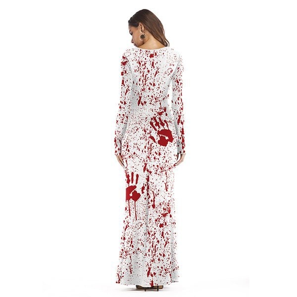 Halloweenklänning Dam Vuxen/dräkt med blodavtryck Vit L White l