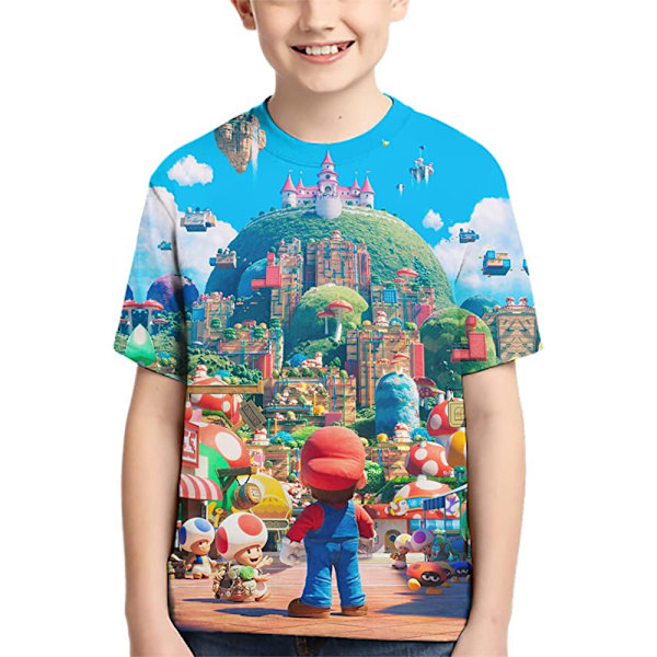 Barn Gutter Jenter Super Mario Kortarmet T-skjorte Sommertopp A-FS1- A 7-8 Years