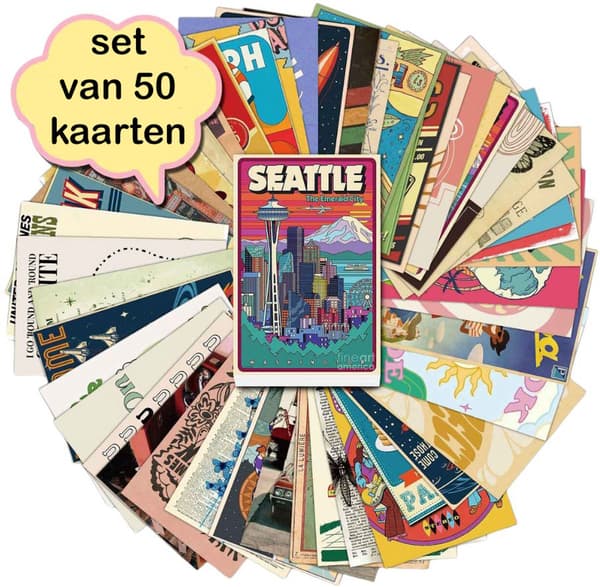 Postkort 50-pakning sekstitallsstil botaniske retrokort blank bakside solid kartong 15x10cm for veggdekor kunst gave