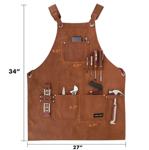 Welding Apron with 6 Pockets, Flame Retardant Heat Resistant Leather Work Apron, Carpenter Apron for Men for Blacksmith, Mechanic