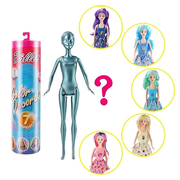 Barbie Färgskiftande Flicka Prinsessa Vattenbubbla Leksak Liten Ljusrör Vattenlöslig Docka