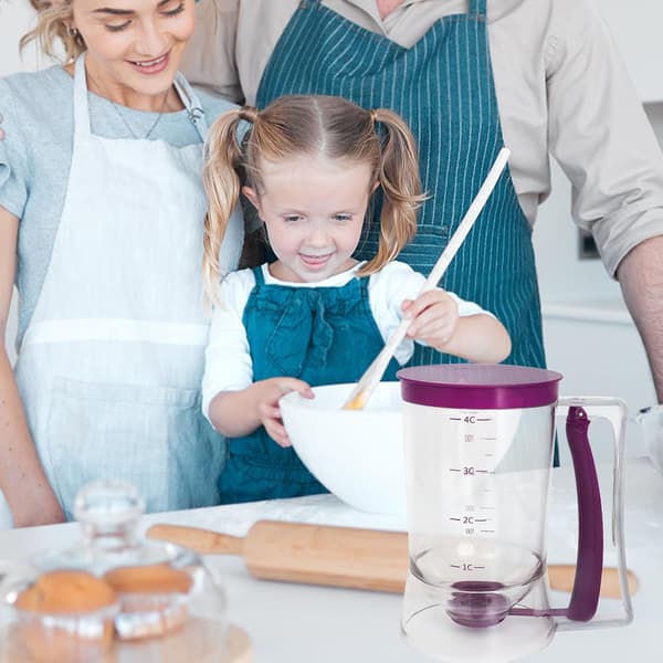 Pancake Batter Dispenser, an Essential Kitchen Tool for Perfect Pancakes, Cupcakes, Waffles, Cakes, and Crepes, with a Measuring Scale.