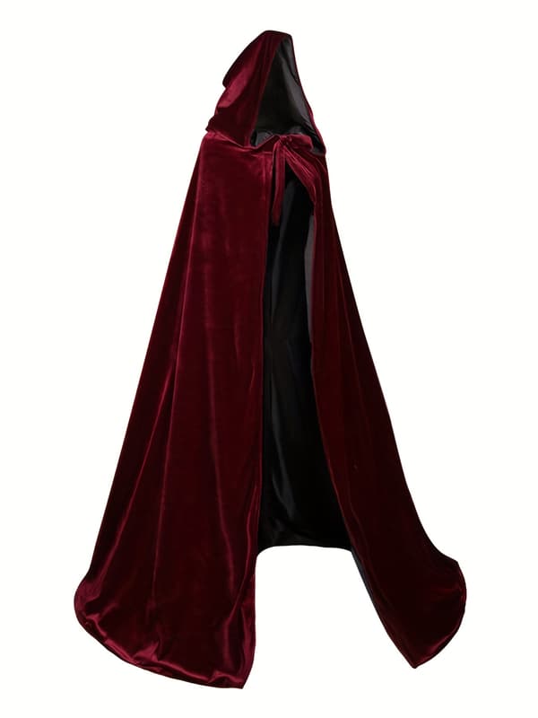 Halloween Grim Reaper Kostume Hætte Kappe til Mænd Rollelegstøj M Burgundy