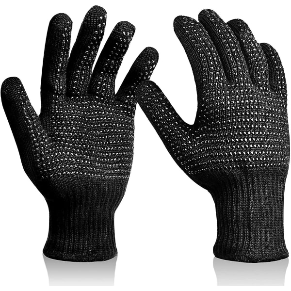 Värmebeständiga handskar med silikonstötar, 2 st Värmesäkra handskar (svarta)