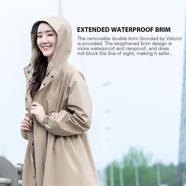[LCS] Women's Long Raincoat Lightweight Waterproof Reusable Hooded Rain Jacket Compatible with Outdoor Use Navy Blue