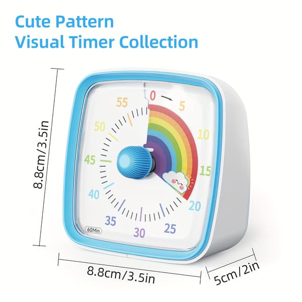 Regnbue Visuel Timer med Natlys 60-Minutters Lydløs Nedtælling Blå Not provided Blue