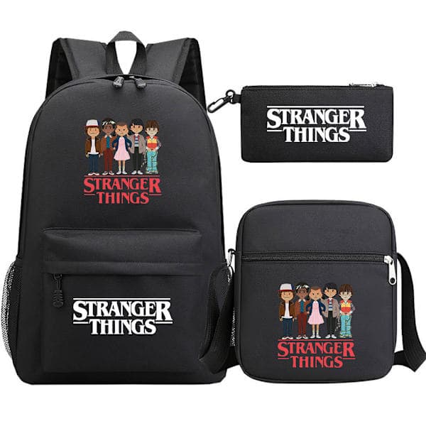 Stranger Things Rygsæk 3-Delt Sæt Student Skole Taske Canvas Taske 23 3PCS/Sæt 23