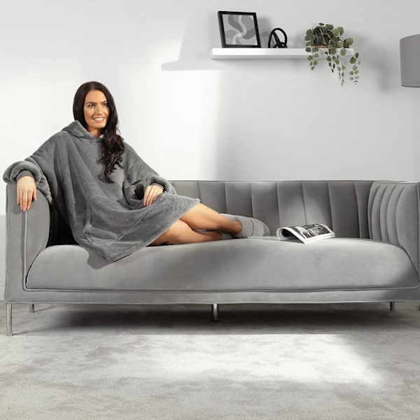 Sienna Huppari, Erittäin Pehmeä Sherpa Fleece, Lämmin, Mukava, Viihtyisä, Suuri ja Kannettava, Iso Huppari harmaa-FS2- grey one-size