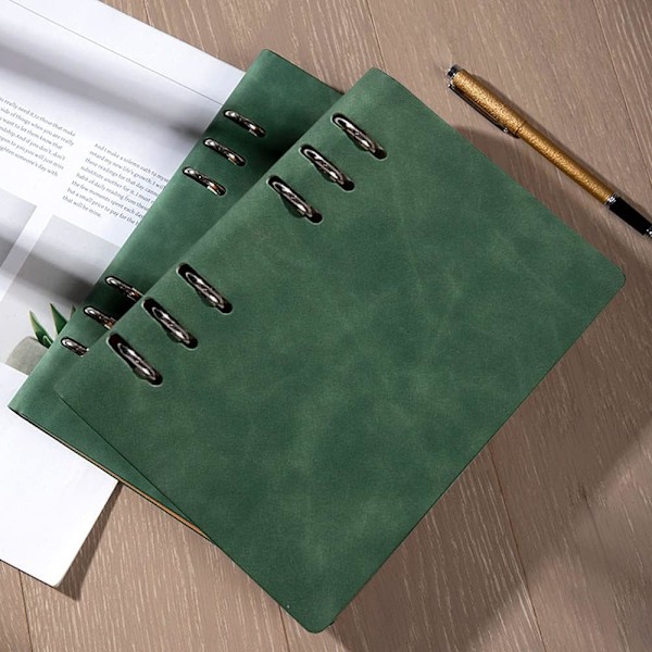 2-pack A6 PU Läder Notebook Pärm, 6 Ringar Budgetplanerare