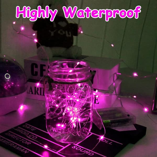 Pink String Lights, 3M/10ft 30LED Halloween Decoration Lights, Battery Operated Orange String Lights Compatible with Halloween, Christmas Decorations Pink