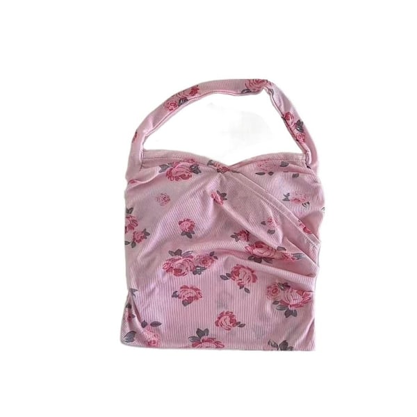 Kukkakuvioinen toppi halterneck-mallilla ROSA-FS1- Pink