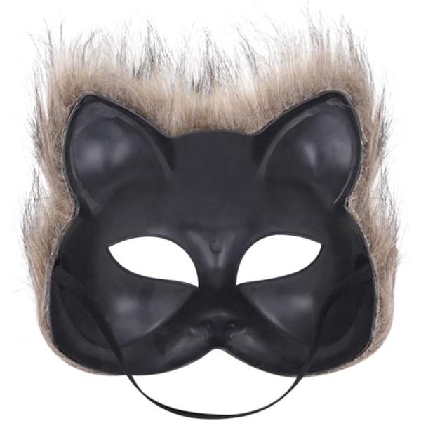 Rævemaske Halloween Cosplay Maske Halvt ansigt Glat Øjenmaske Lodden Ræveudklædning Tilbehør Dyrefest Kattemasker Grey