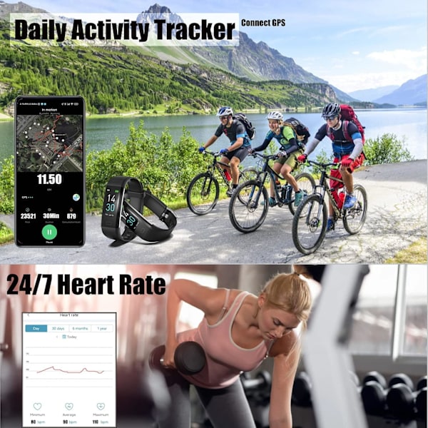 Fitnessranneke, askelmittarilla/kalori-/sekuntikellolla, aktiivisuus
