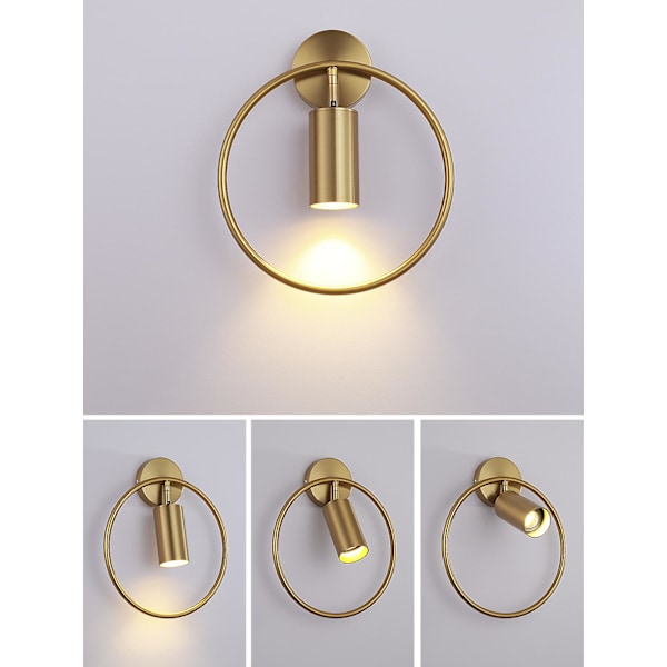 Trådlösa vägglampor, inomhusbatteri vägglampa i metall cirkulär guld LED vägglampor armatur väggdekor