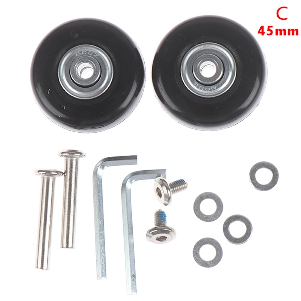 OD 45 mm Bagagekuffert Udskiftningshjul Reparationssæt Aksler De Sort Black 45MM