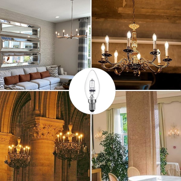 42W E14 C35 Dæmpbar Halogenpære AC 220-240V Varmt Hvid 2700K E14 Transparent Halogen Pære (10 stk)  (FMY)