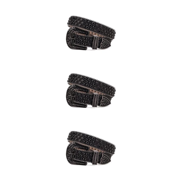 1/2/3/5 Y2K Style Rhinestone Bælte Western Rhinestone Bælte Til Sort 105cm-FS1- Black 105cm 3PCS