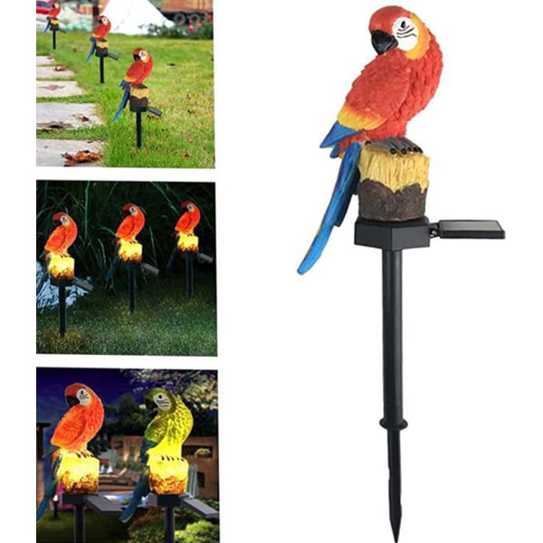 Markinsättning Landskapsljus, Solar Markinsättning Landskapsljus Harts papegojaformad Utomhus trädgård Dekorativ landskapslampa (röd)