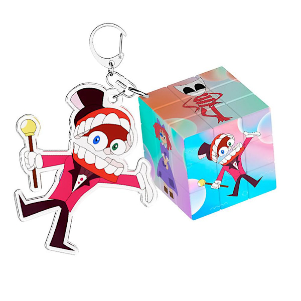 3.5cm The Amazing Digital Circus Third-Order Magic Square Keychain Cartoon Cute Keychains, Pendant Decoration Gift-FS2- Caine