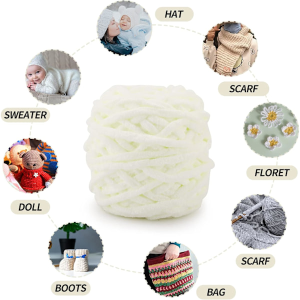 Stickgarn 4x Stickgarn för Virkning, Mjukt Chunky Garn för Garnprojekt-X44- cream