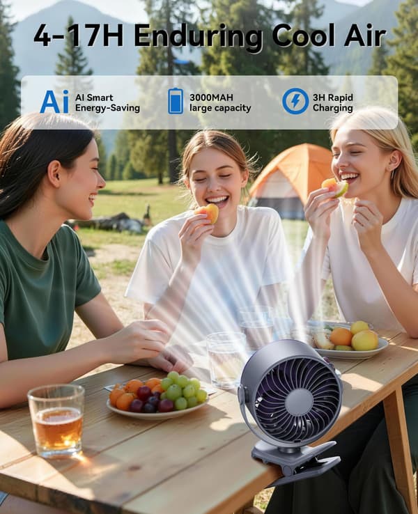 Powerful Portable Clip-On Fan, 100 Speed Settings, USB Rechargeable, LED Display, and 360-Degree Rotation for Strong A
