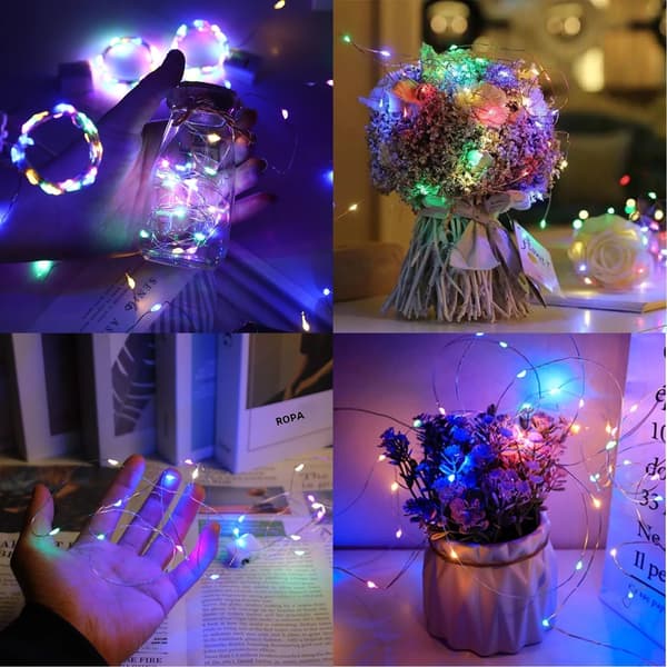 Innendørs, fest, bryllup, jul, bursdag, blomster, 3 moduser, 1m, 39in, 10-pakning Mini LED kobbertrådlys Ingen+0.5W