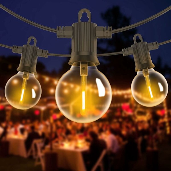 LED Lyslenke for Utendørsbruk, 15M Hageslynge IP65 Vanntett med 25+2 G40 Lyspærer, Utendørs- og Innendørsbelysning for Julebryllup, Varm-X41-