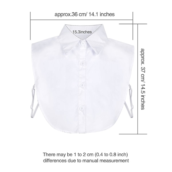 2 stk. Falske Krager Avtakbare Bluse Dickey Krage Halve Gensere Falsk Krage For Kvinner Favoritter (FMY)-X42- Only 1 White