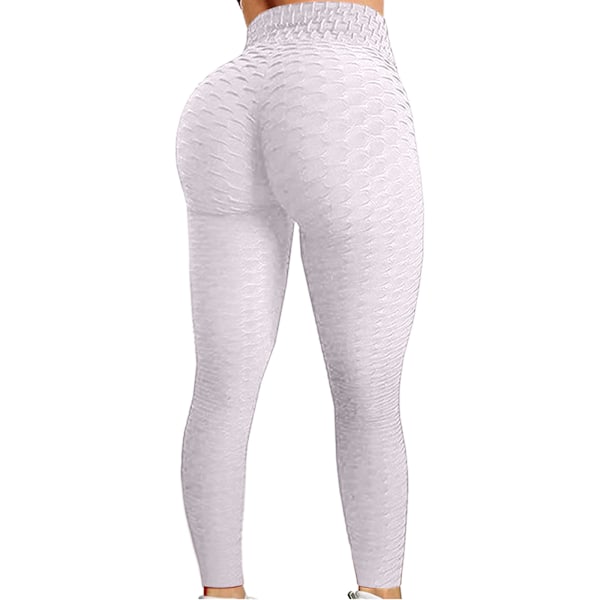 Push Up Leggings Sport Kvinnor Fitness Hög Midja Yoga Byxor Vit White XXL