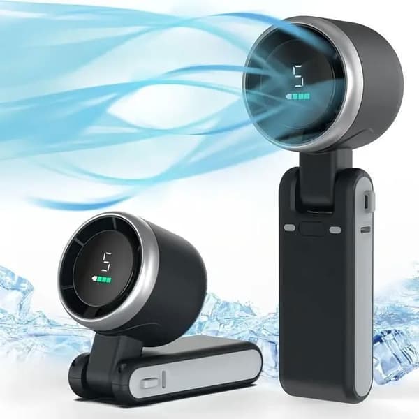 Portable Folding Handheld Fan - USB Rechargeable, Ultra-Quiet with 5 Adjustable Speeds, 3600mAh Battery,
