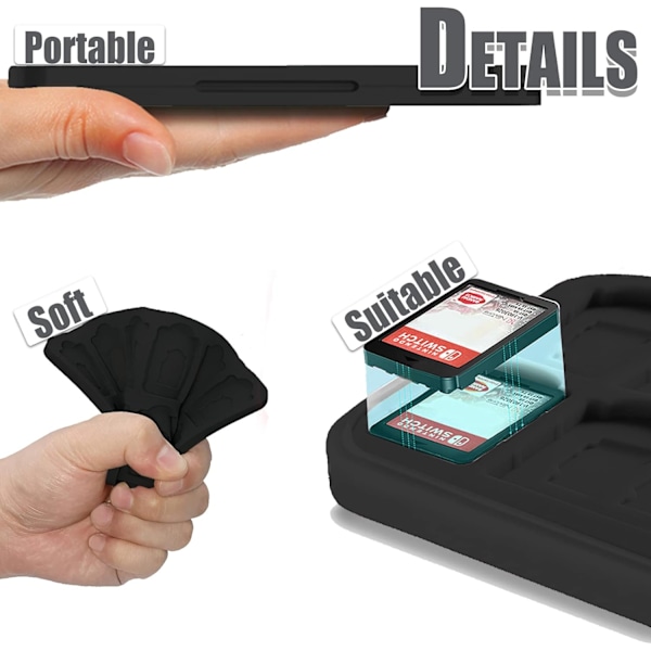 Spillagringsveske for Switch, portabel og hard spillagringsboks, magnetisk Switch-kortholder, stor kapasitet for 24 TF og 24 NS-kort (valpesvart)