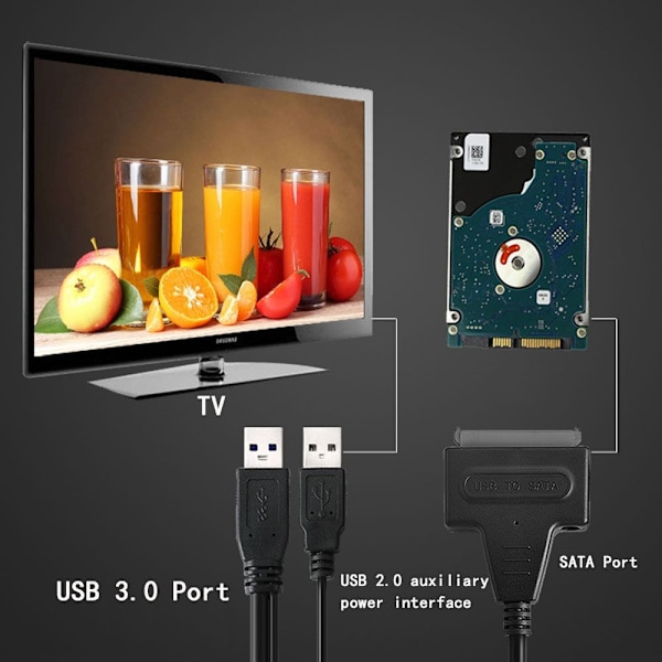 USB 3.0 - SATA 2.0 -sovitin, 20 cm