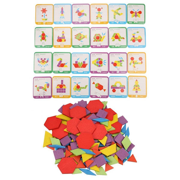 Färgglatt Träpusselbräde Set Barn Småbarn Pedagogiskt Spel Leksaker