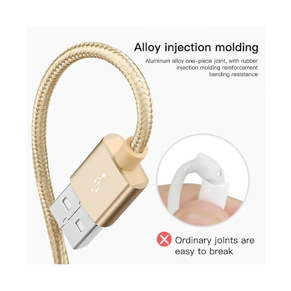 3-pakke 2m 2A hurtigladekabel nylon for Apple iPhone