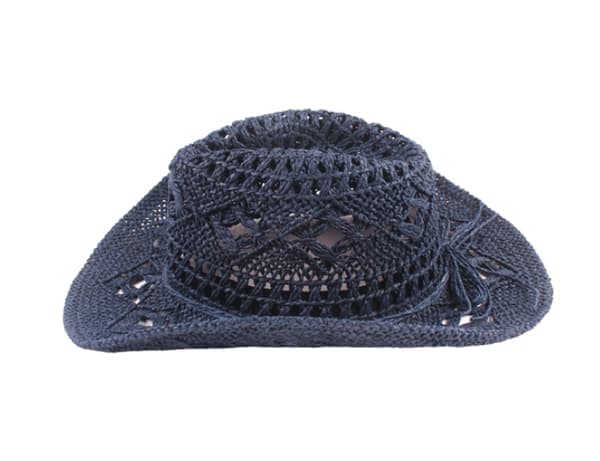 Stråcowboyhat, hul solhat med bred skygge, marineblå Navy
