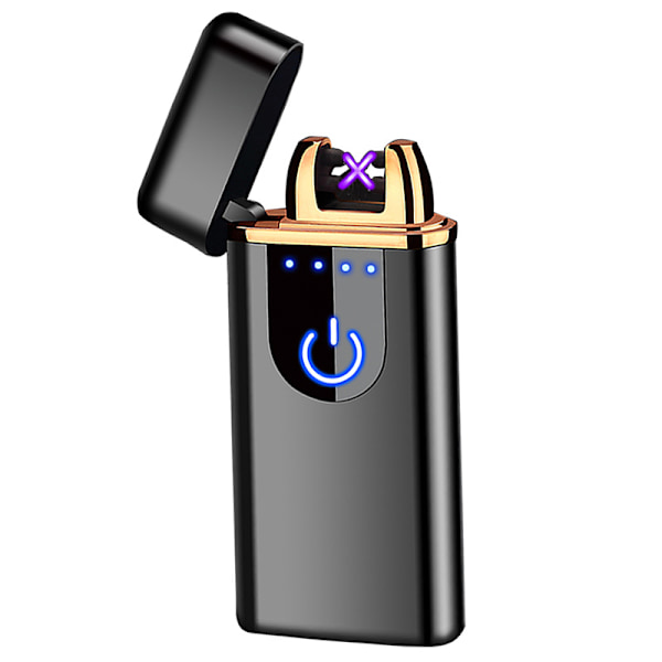 Kompakt elektrisk lighter med fingeraftrykssensor, micro-usb sort black