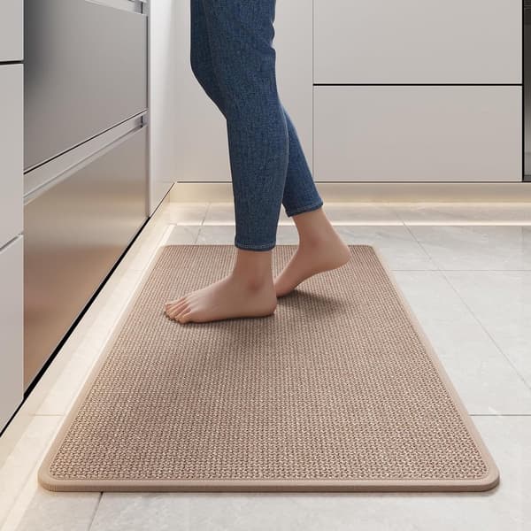 Sklisikker kjøkkenmatte 44x75cm, vaskbar med gummiert bakside for gulv - Grå