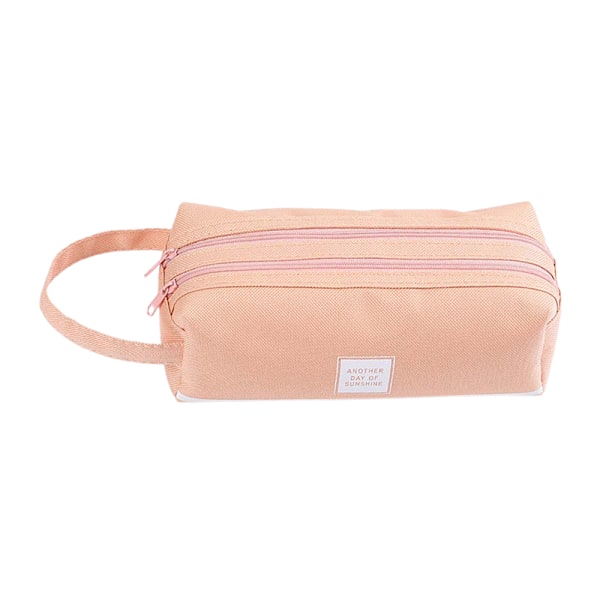 Enfärgat pennfodral med dubbla lager av canvas-FS1- Pink