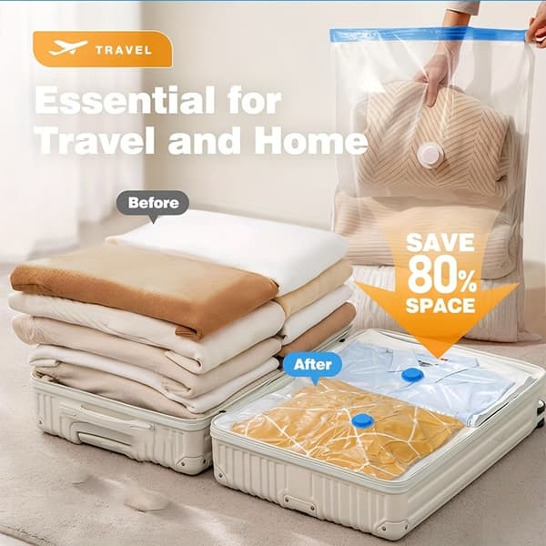 Vakuumkompresjonsoppbevaringsposer Sett 11 stk med håndpumpe Stor Medium Liten 11pcs Set Not provided