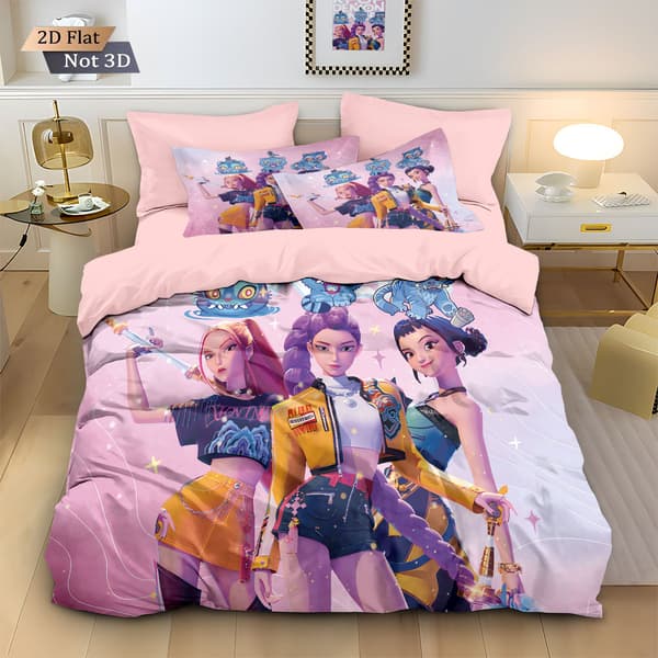 3-delat Kpop Demon Slayer sängklädesset, perfekt för sovrum och gästrum, 1798, 203x229cm 203x229cm