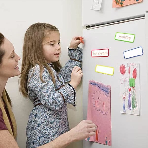54-pack whiteboard magnets, 9 colors - 29 x 79 mm - writable magnets