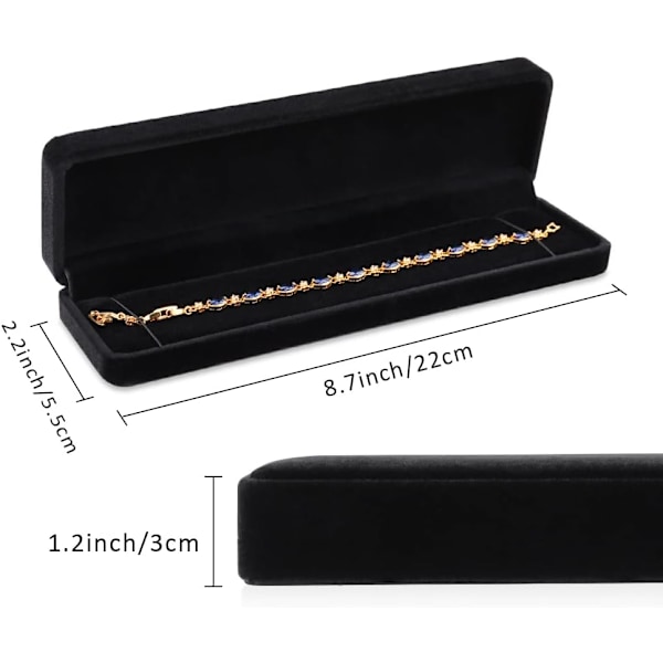Sæt med 2 Klassiske Sammet Halskæde Armbånd Display Etui Smykke Gaveæske 8,7x1,6x2 tommer