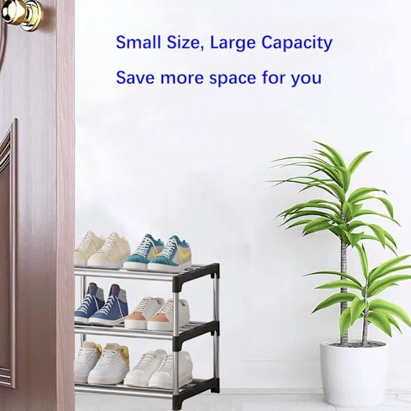 Small Shoe Rack, Stackable Shoe Shelf 3 Tier, Shoe Storage, Easy Shoe Rack-X42-
