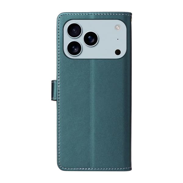 iPhone 17 Pro Max Leather Case with Six Card Slots and Strap Grön
