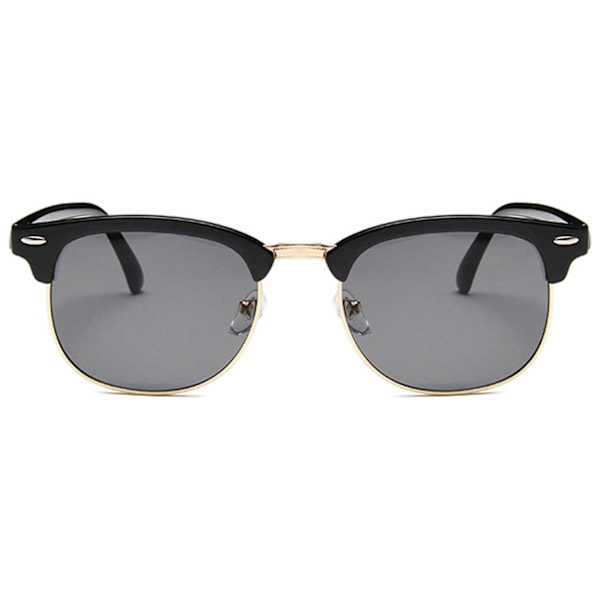 Sorte Clubmaster Solbriller Mørke Glas + Senil Snøre Sort-FS2-