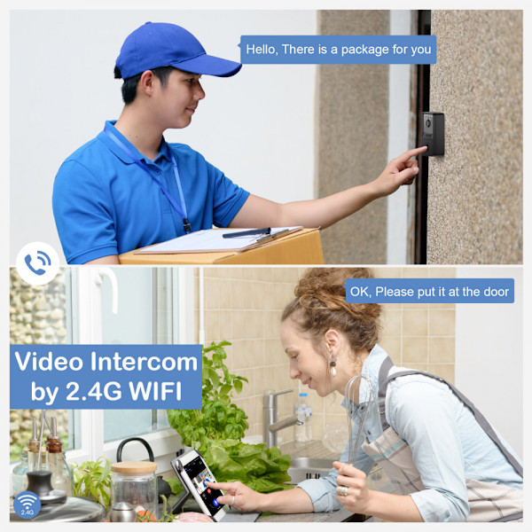 Trådløs fjernbetjent video dørklokke, hjemmetelefon HD nattesyn 1833