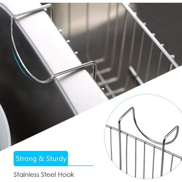 Svamp Holder for Vask, Rustfritt Stål Vask Caddy Avrenningsstativ