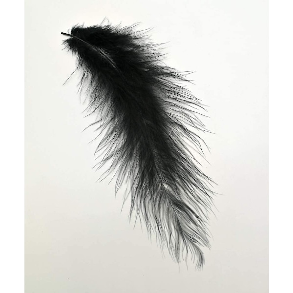 100 stk sorte fluffy kalkunmarabou fjer 4-6 tommer til håndværk drømmfangere frynser trim farvede fjer fluebindningsmateriale