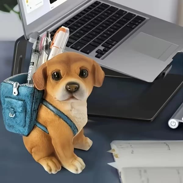 Hundeformet Penneholder Ryggsekkdesign ABS Skrivebordsorganisering Oppbevaringsboks
