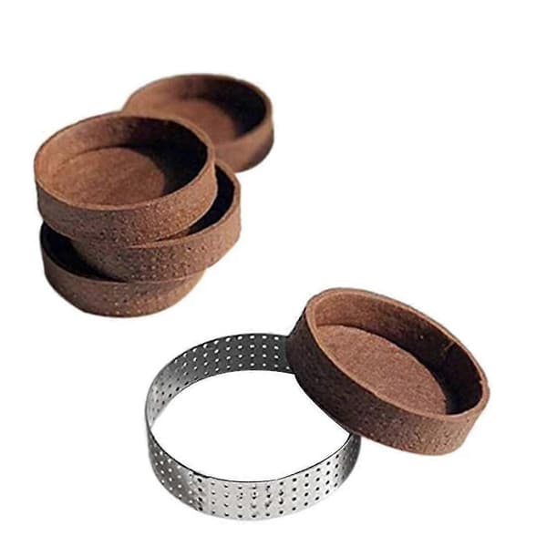 12-pak rustfri stål tærteringe, perforerede kageringe, 6 cm-FS-